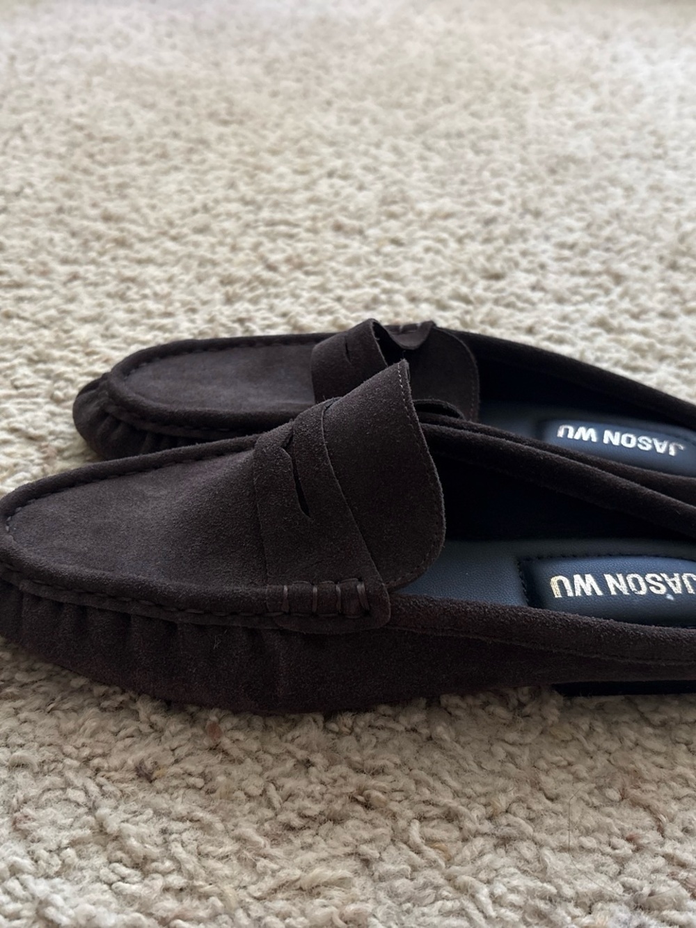 Jason Wu Dark Brown Suede Penny Loafers for Women - Picture 3 of 3
